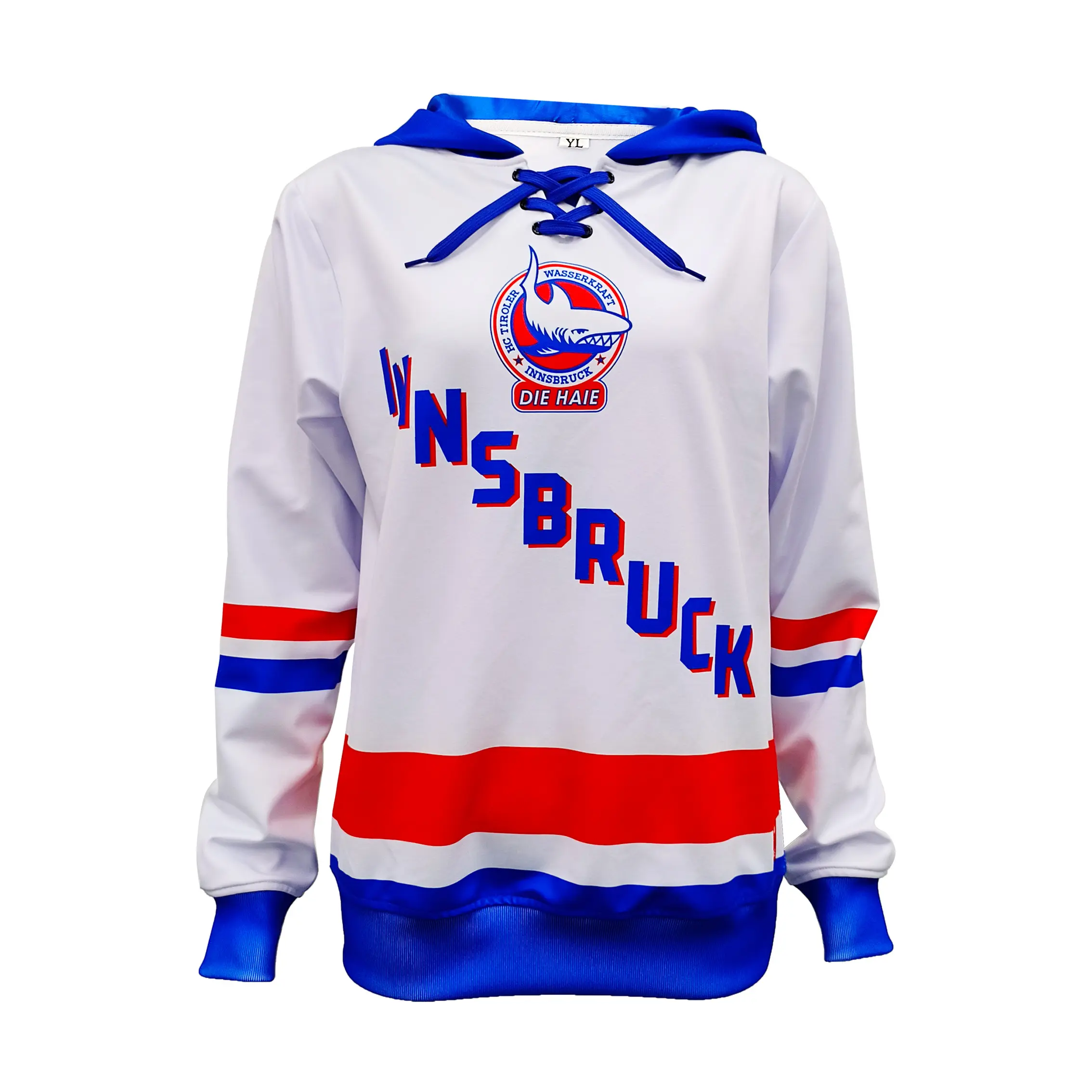 Custom Wholesales Team Logo Ice Hockey Style Polyester Laces Up Hoodies