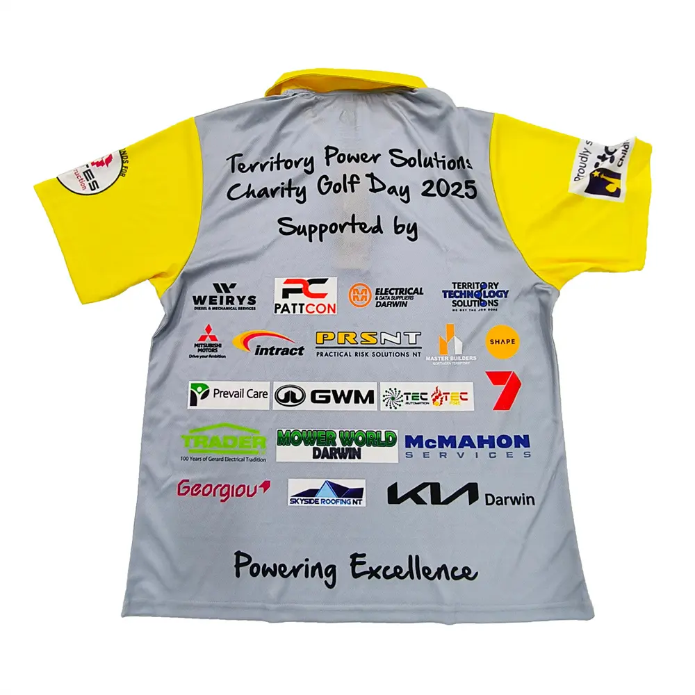 Wholesale Grey & Yellow Custom Polo Shirt – Full Sublimation Print, Breathable Quick-Dry Sports Fabric Manufacturers, Factory