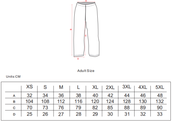 Hockey Pants Size Chart