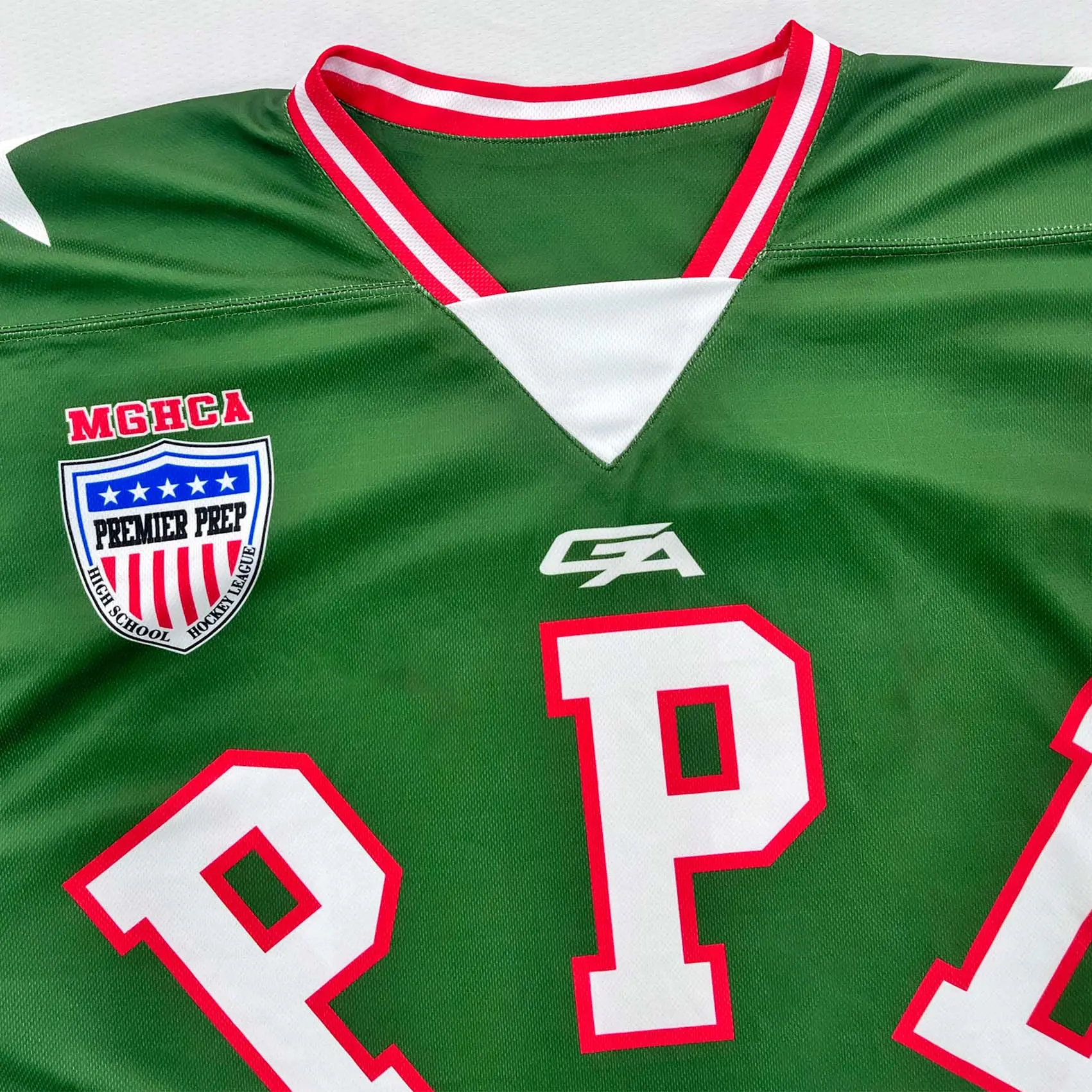 Custom Reversible Ice Hockey Jersey – Green & White Pro Stripe Team Uniform