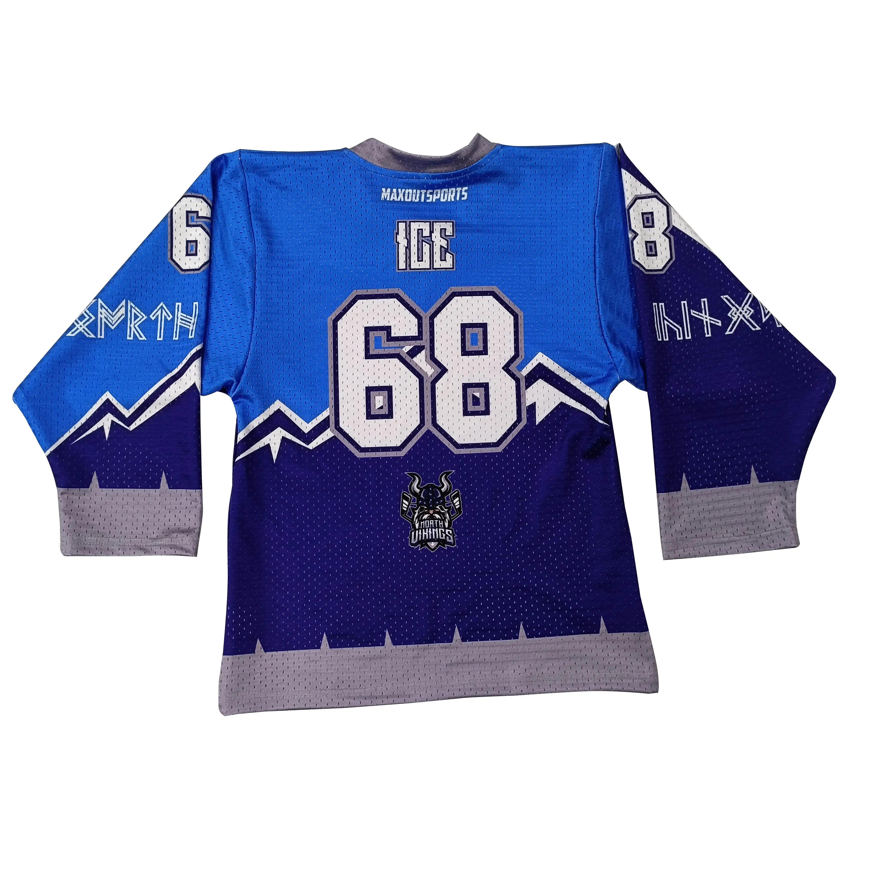 Custom Special Pattern Ice Hockey Jerseys-Customizable You Own Design Mesh Material Breathable Full Sublimation Printing Blue