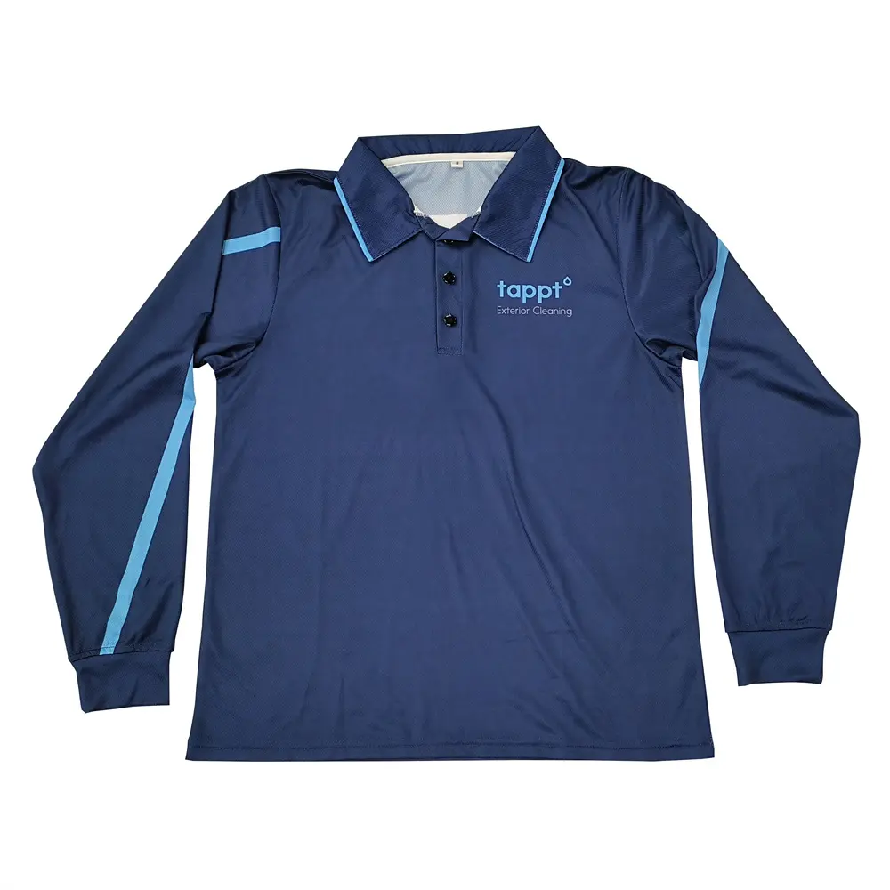 Custom Long Sleeve Work Polo Shirt – Breathable 100% Polyester, Quick Dry Uniform Top with Logo Printing for Outdoor