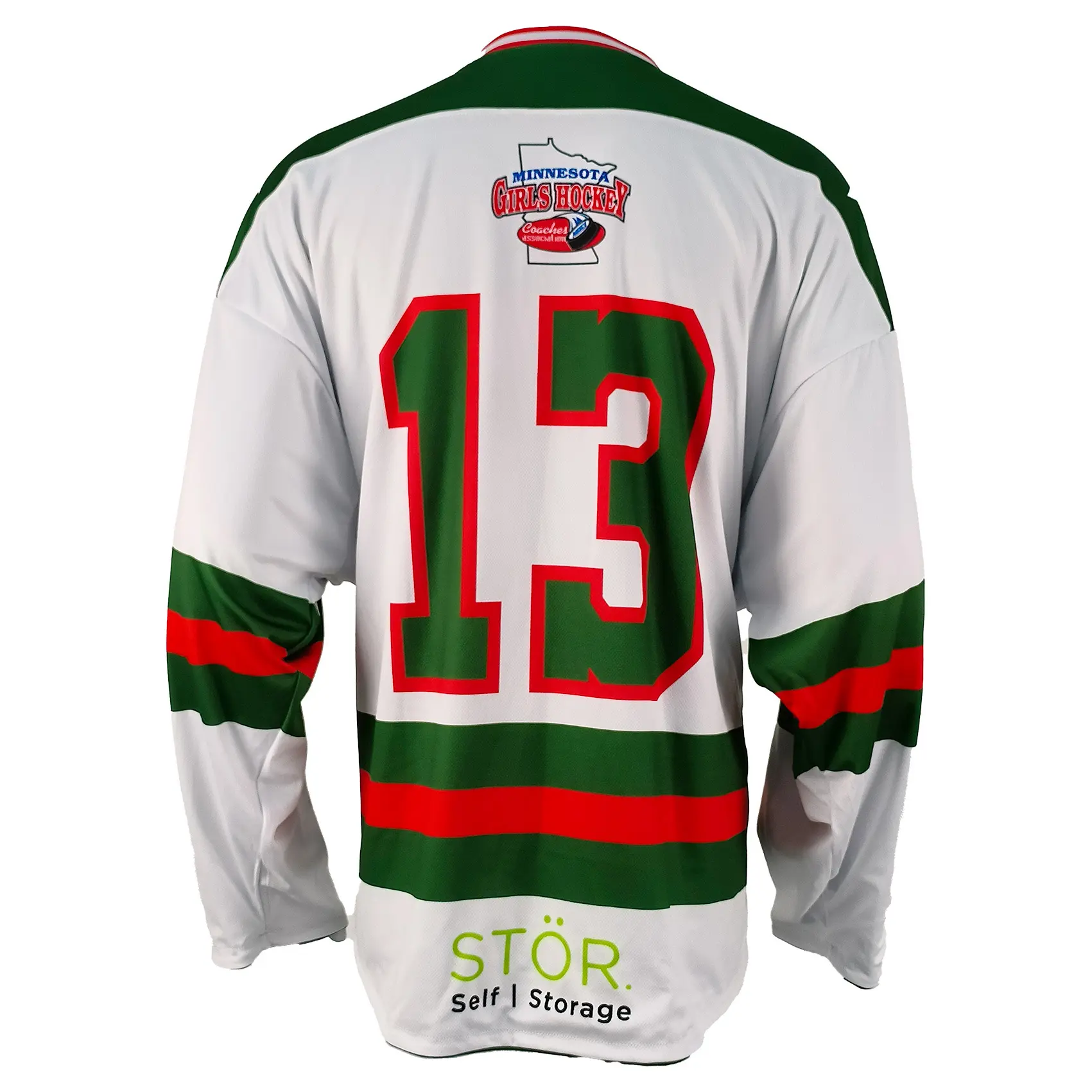 Custom Reversible Ice Hockey Jersey – Green & White Pro Stripe Team Uniform