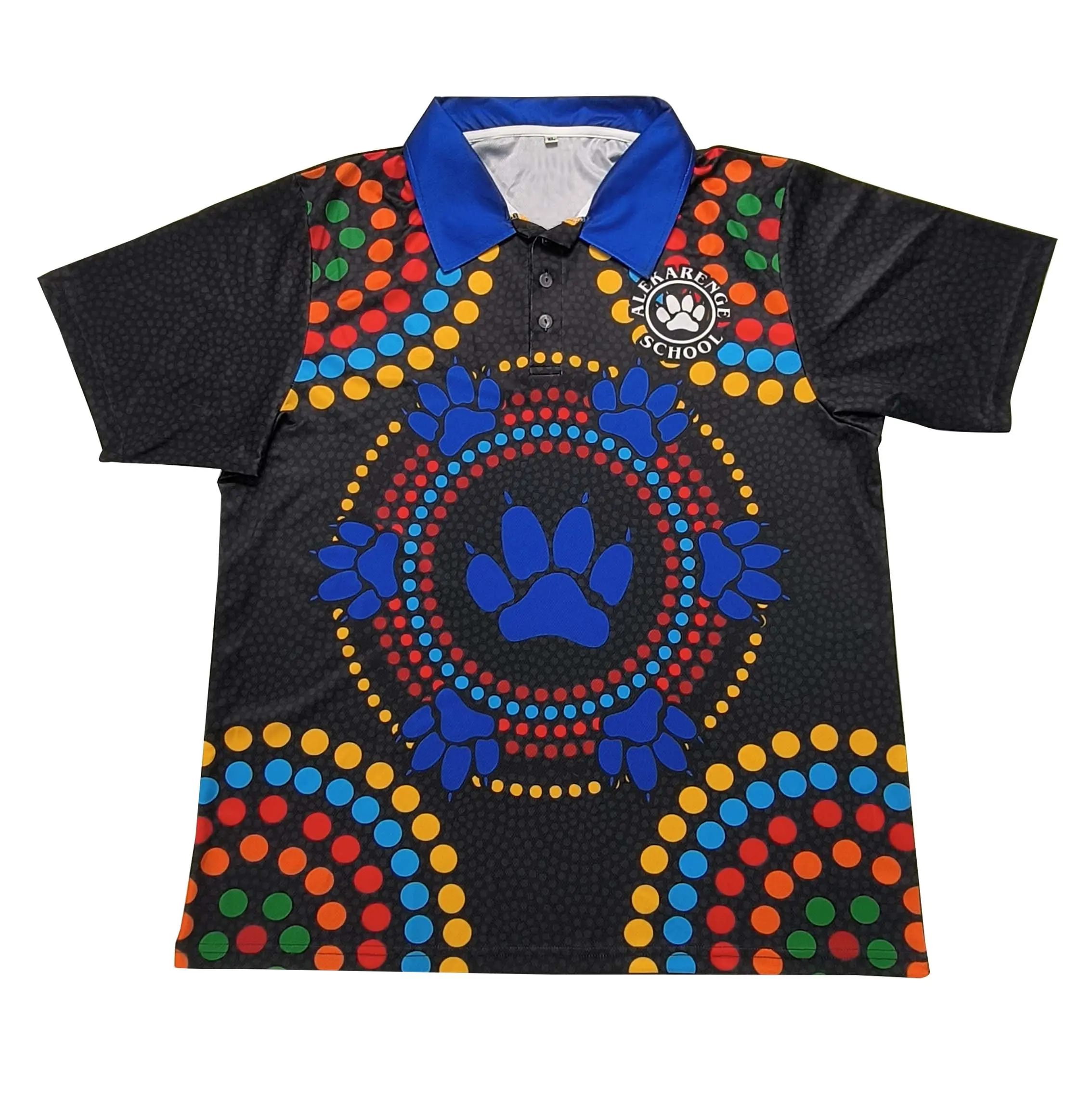 Custom Sublimated Polo Shirt Colorful polka dot paw print Polo shirt
