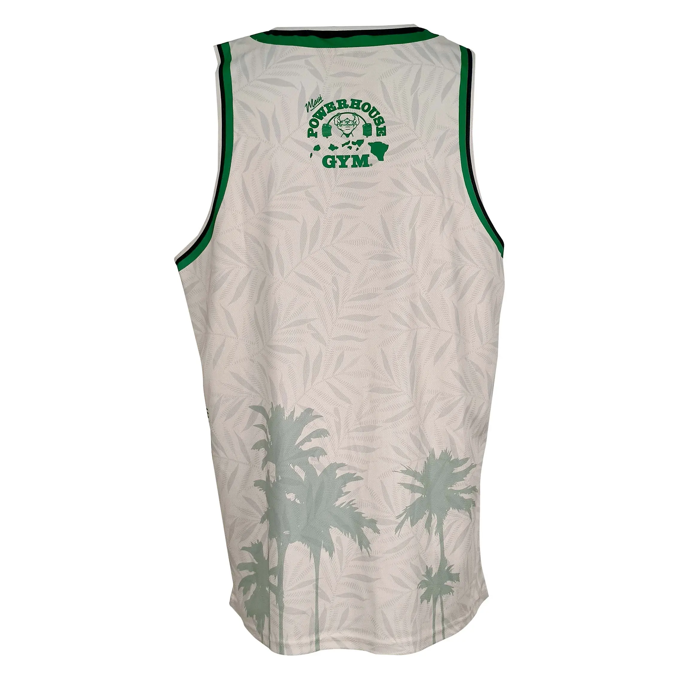 Custom Sublimated Basketball Vest – Tropical Gym Training Tank Top with Palm Design