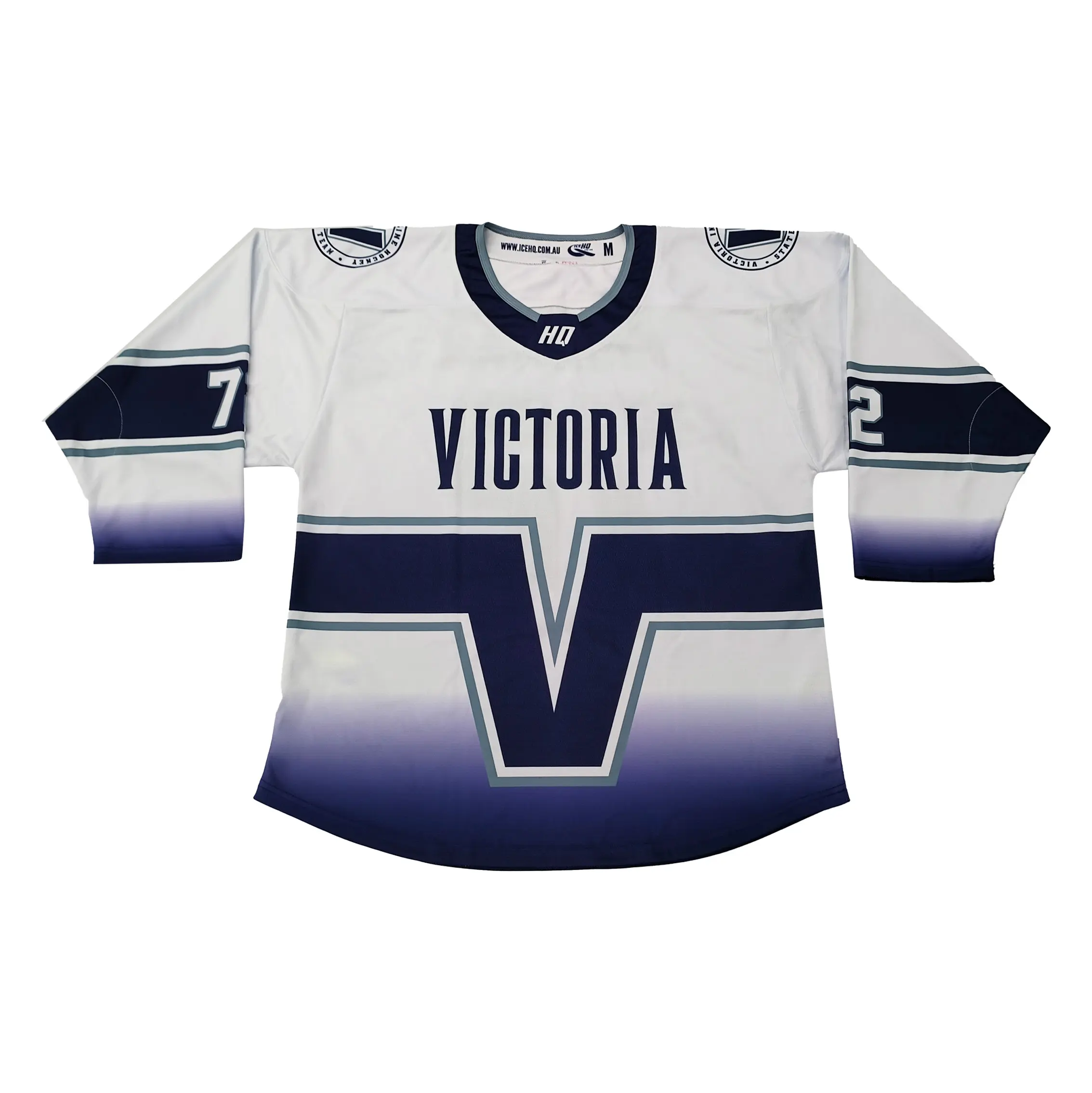 Wholesale Sublimation Team Apparel 100% Polyester V-neck gradient purple ice hockey jersey-1 Suppliers, Product