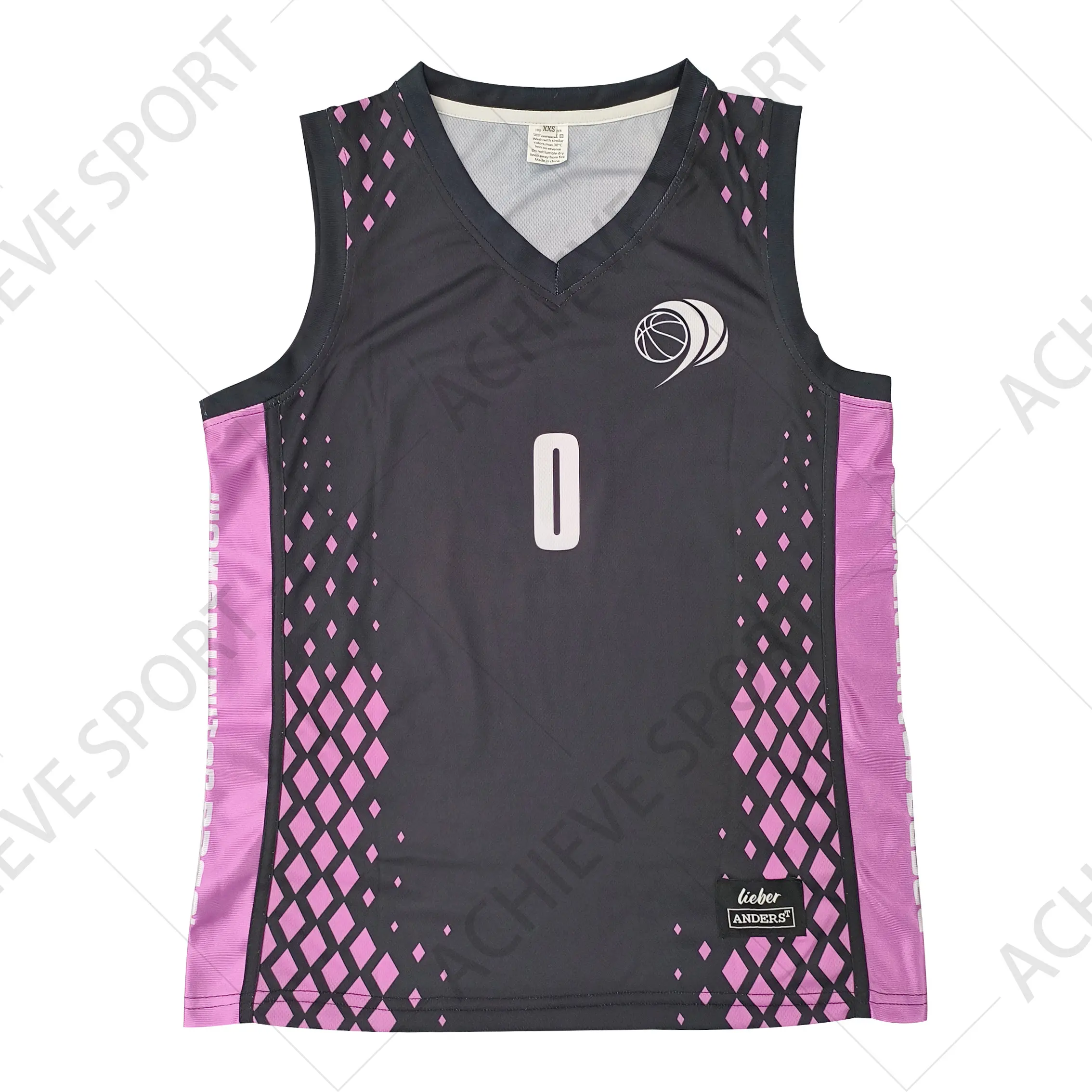 Custom Breathable Basketball Jersey Custom Team Logo Black and Pink Contrasting Color Design Basketball Top Supplier, Suppliers