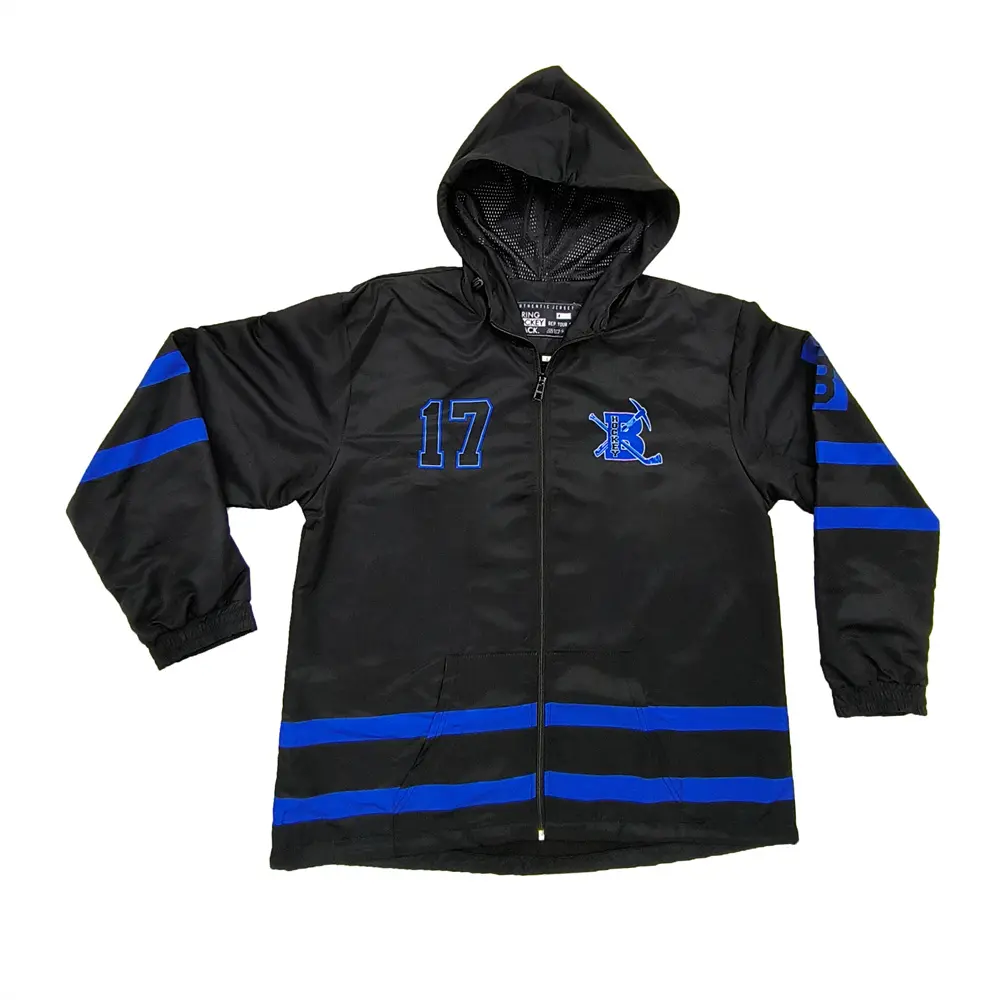 Wholesale Black-Blue Waterproof Full-Zip Outdoor Jacket Product, Products
