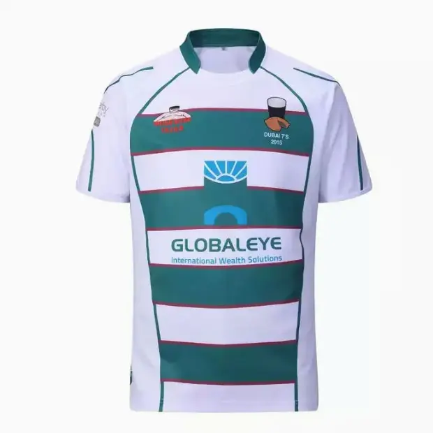 ODM Irish Exiles Green-White Striped Rugby Jersey Suppliers, Products