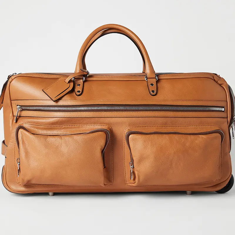 Wholesale Cowhide Trolley Bag Wheeled Duffel Bag Manufacturer, Factories