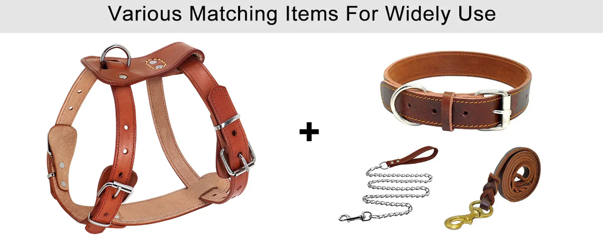 Genuine leather dog harness with retro design