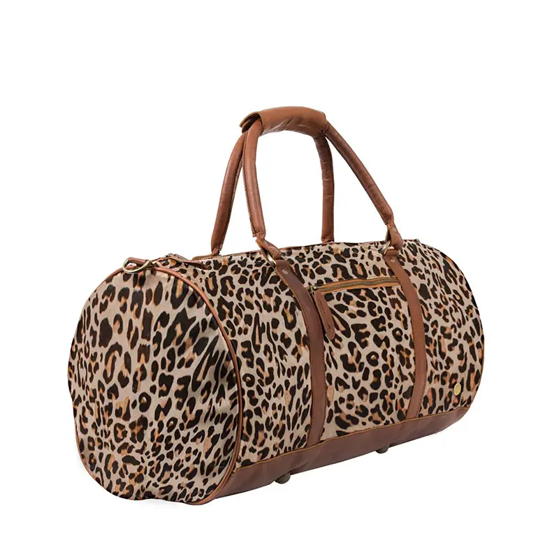 China Leopard Print Cowhide Weekend Travel Bag Factory, Factories