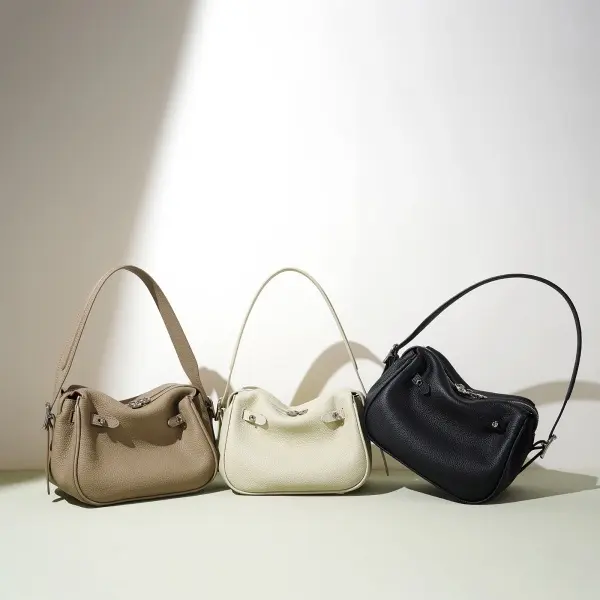 Wholesale Women's Genuine Leather Luxury Fashion Designer Classic Buckle Closure Waterproof Polyester Lining Casual Handbag Manufacturer, Suppliers