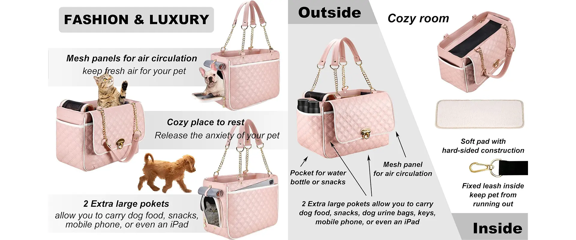 Small Dog Carrier Purse - Large Storage Compartments