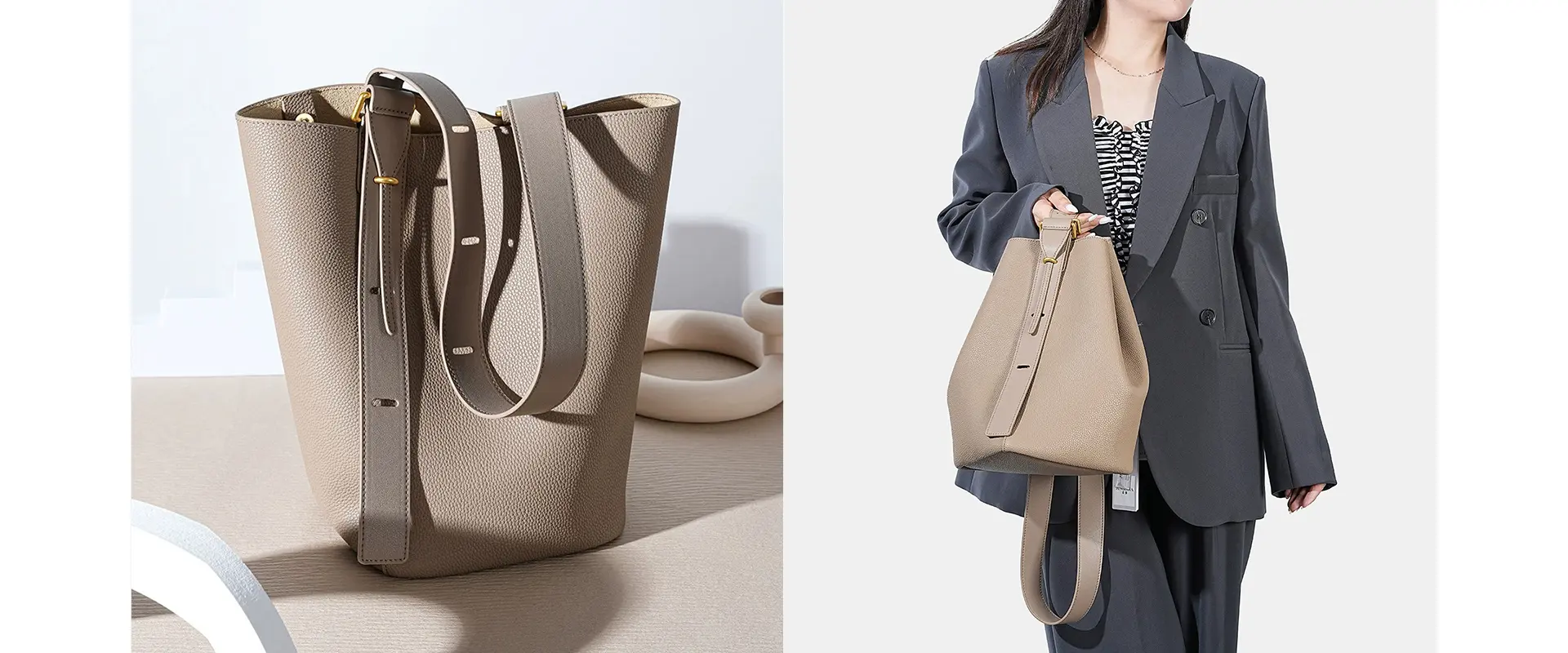 Fashion Leather Bucket Bag View 2