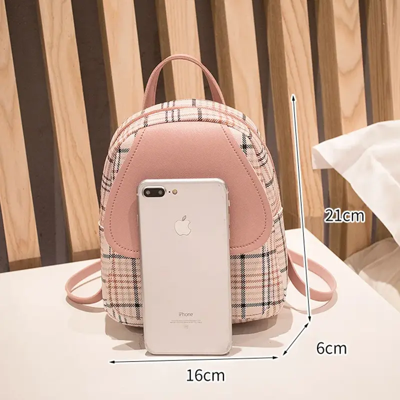 Wholesale Mini Backpack Plaid Women's Shoulder Bag School Bag With Lock Manufacturers, Supplier