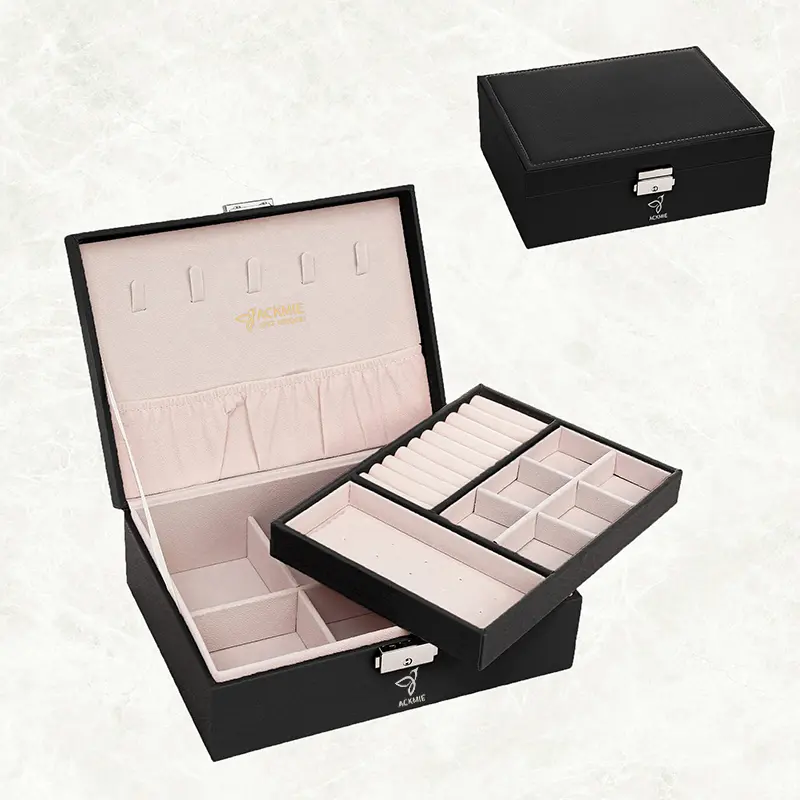 China 2 Layers Jewelry Storage Box PU Leather Jewelry Box Manufacturer, Suppliers