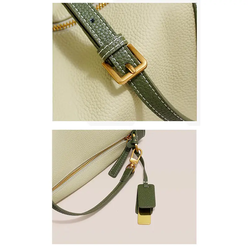 China Colorblock Genuine Leather Boston Shoulder Bag Factory, Suppliers