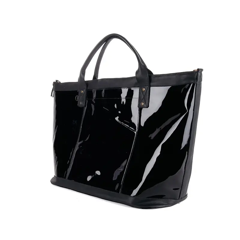 China Black Patent Leather Weekender Duffle Bag Manufacturer, Factory