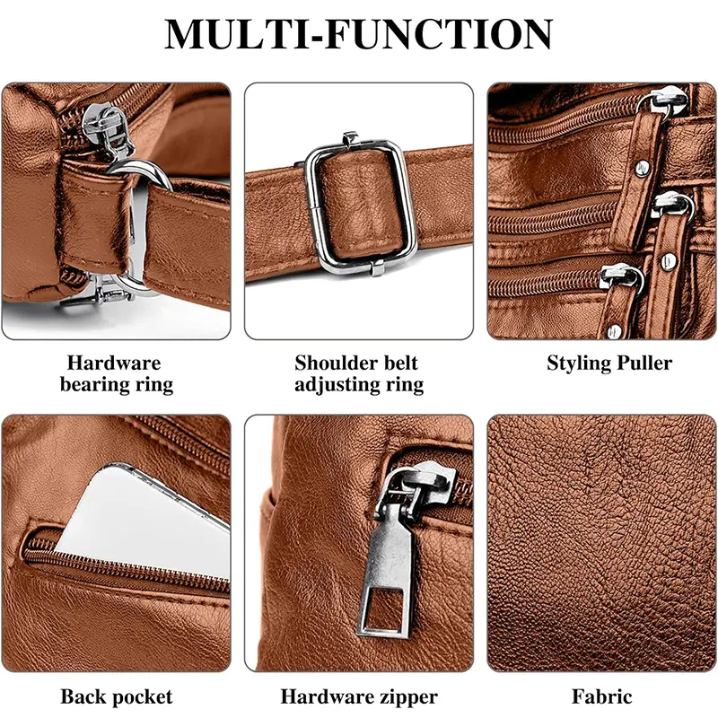 China Soft PU Leather Multi-Pocket Women's Crossbody Bag Manufacturer, Factory