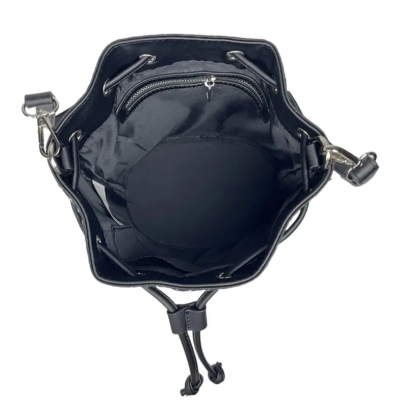 China Black & White Striped Drawstring Bucket Bag Factories, Suppliers