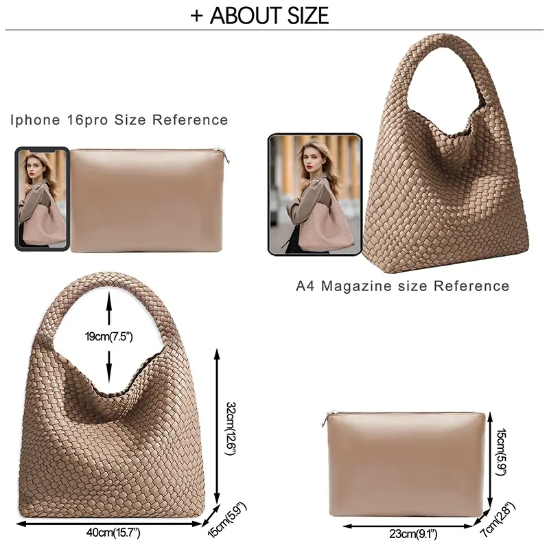 China Women's Vegan Leather Handmade Woven Tote Bag Single Shoulder Handbag with Wallet Manufacturer, Manufacturers