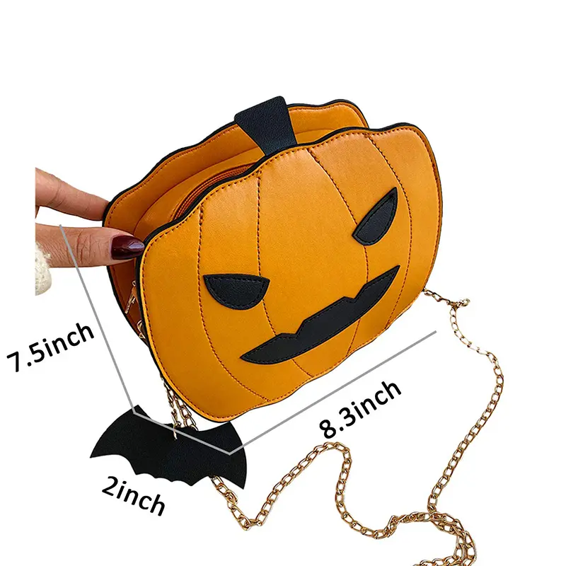 Wholesale Women's Pumpkin Shoulder Bag Halloween Leather Chain Bag Manufacturer, Manufacturers
