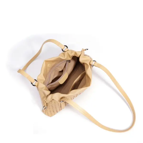 Wholesale New Woven Genuine Leather Shoulder Bag , Fashion Classic Ruched Design, Minimalist High-End Tote Bag , Ladies Handbags Manufacturers, Suppliers