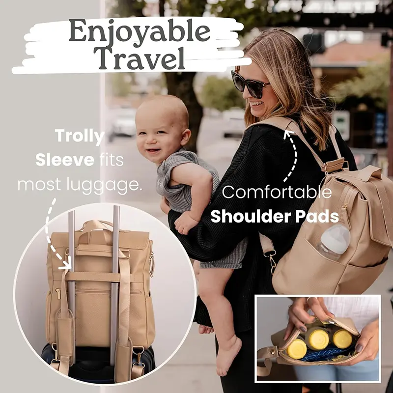 Wholesale Vegan Leather Breast Pump Bag Breast Milk Cooler Travel Bag with Cooler Bag Factories, Supplier