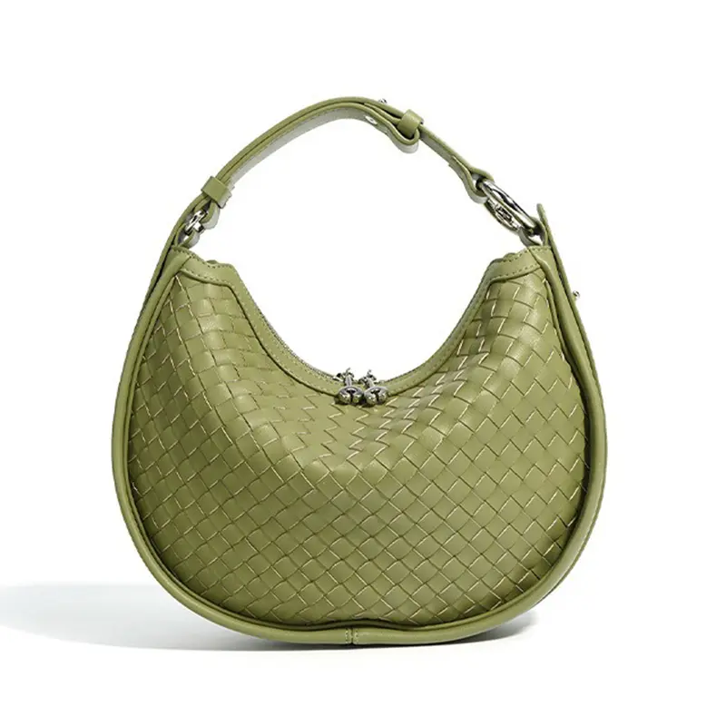 Wholesale Cowhide Braided Tote Bag Genuine Leather Crescent Bag Underarm Manufacturers, Factories