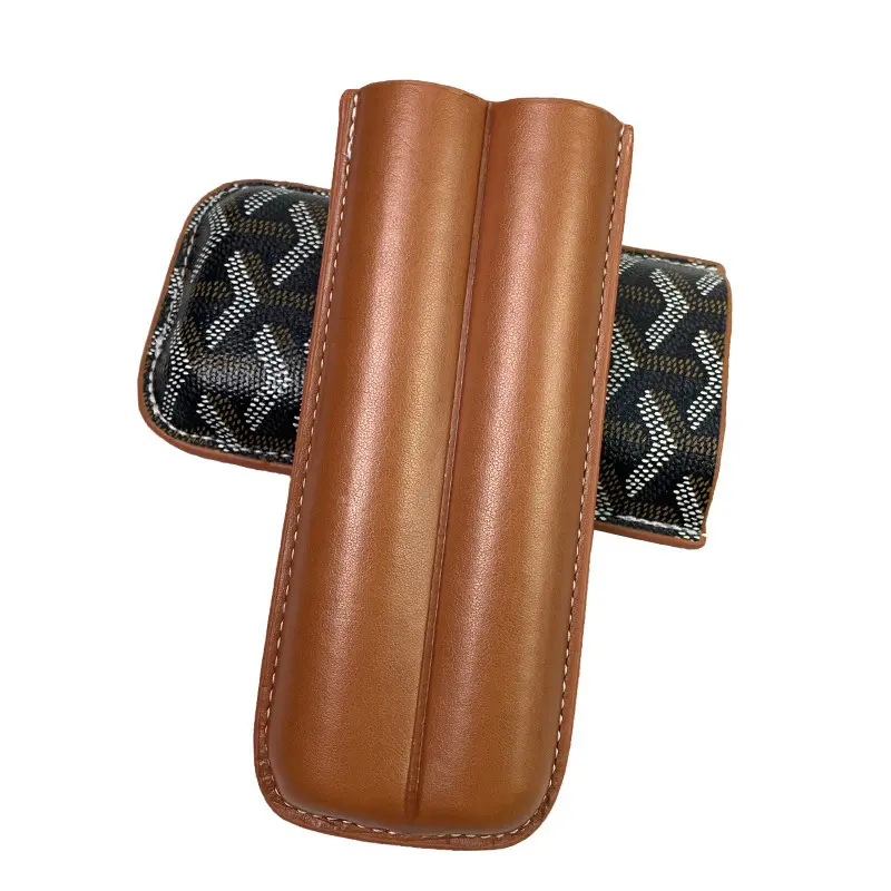 China Two Cigar Cases Cigar Leather Case Storage Bag Factories, Supplier