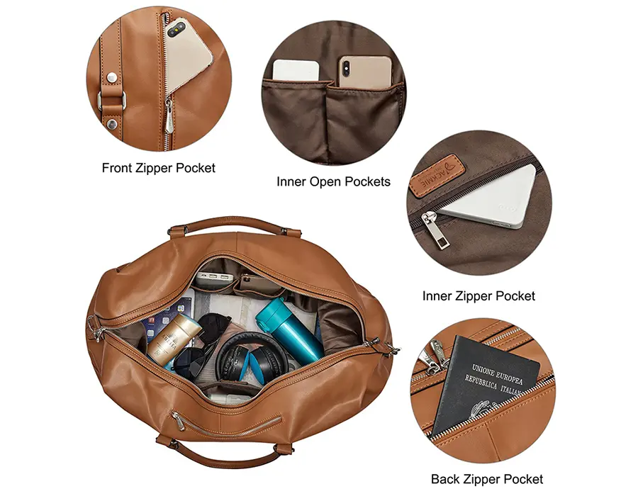 Durable Leather Duffel Travel Usage