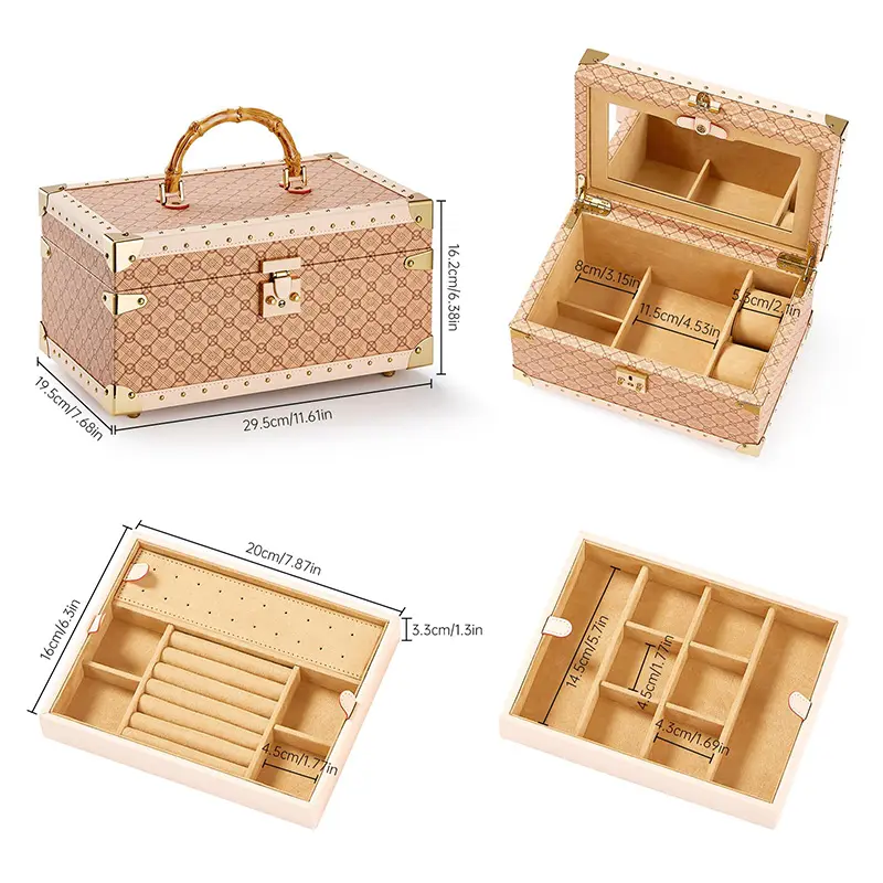 China 3 Layers Jewelry Box Vintage Jewelry Storage Box with Mirror Factories, Suppliers