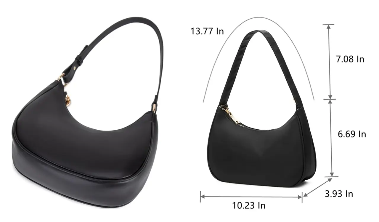 Stylish PU leather shoulder bag detail view