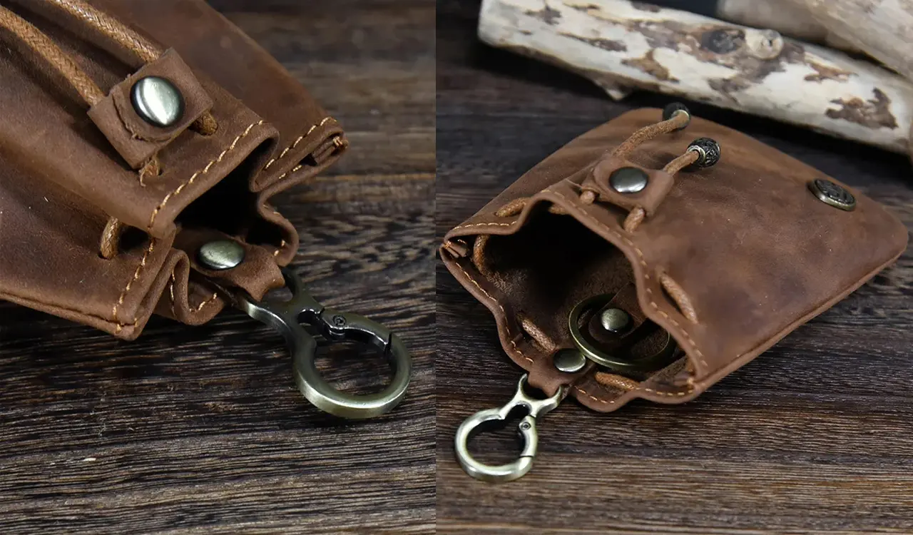 Medieval Leather Drawstring Coin Purse - View 2
