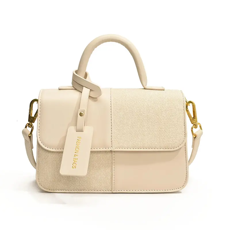 China Fashion Handbags Leather and Fabric Patchwork Women's Handbags Manufacturer, Suppliers