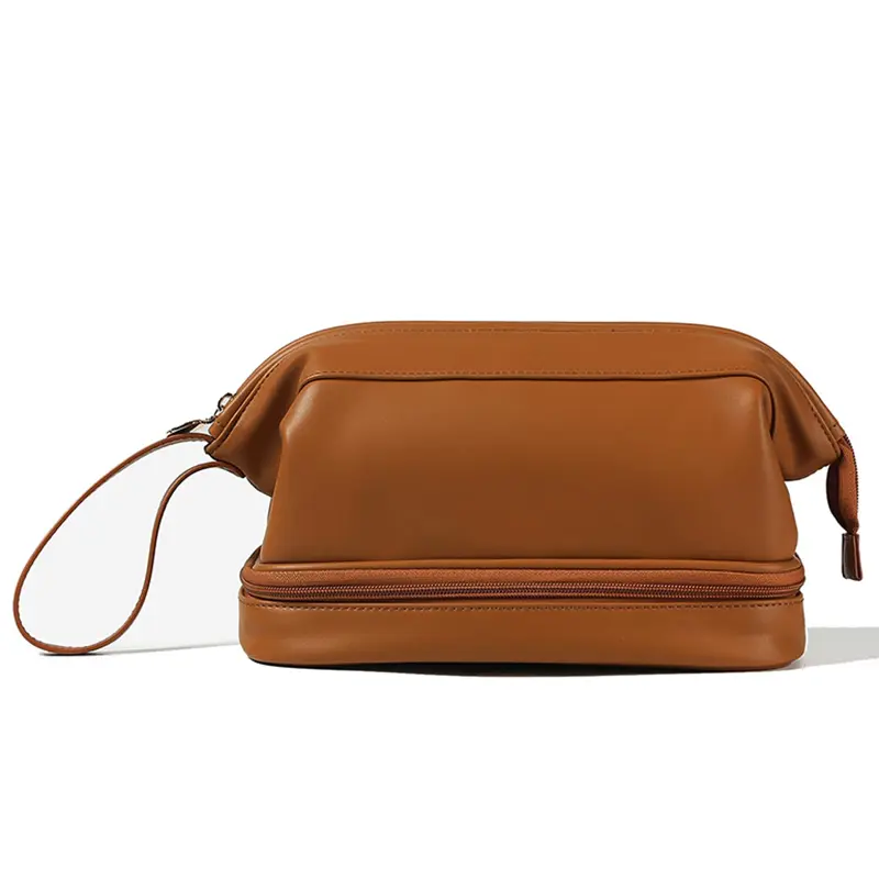 China Large Travel Cosmetic Bag Double Leather Travel Toiletry Bag Manufacturer, Factory