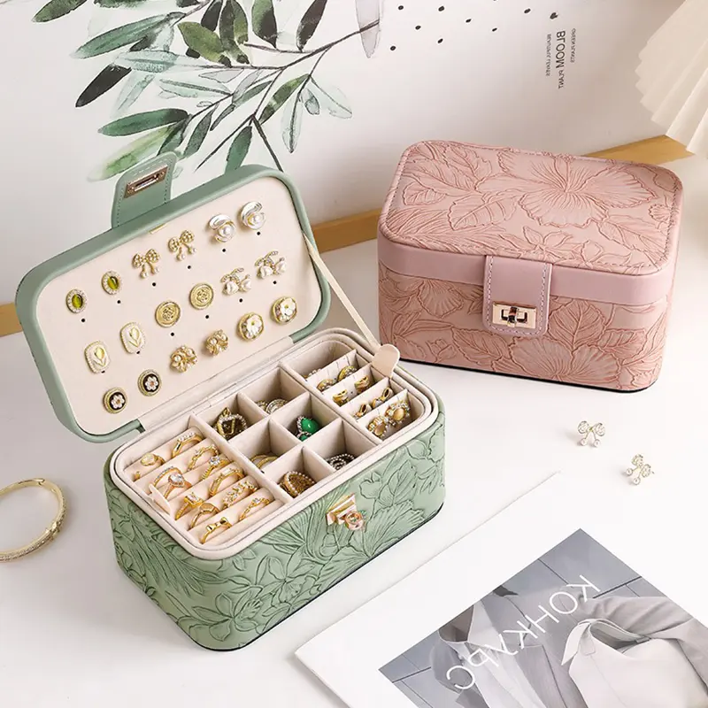 China Patterned Leather Storage Box Watch Double Layer Jewelry Box Factories, Supplier