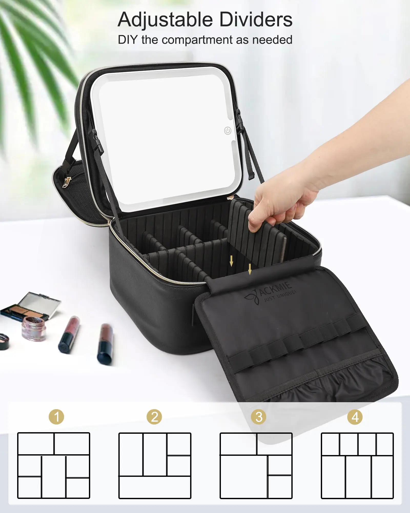 China Relavel Dual Layer Makeup Bag with LED Mirror Manufacturers, Suppliers