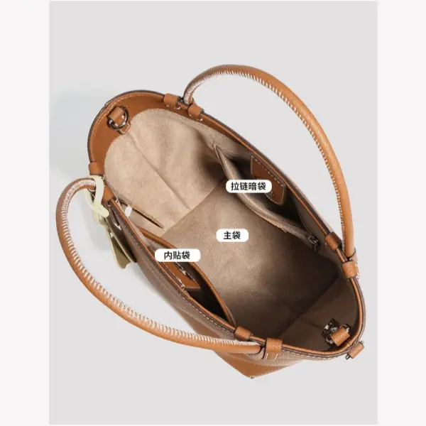Wholesale Luxury Genuine Leather Durable Waterproof Button Closure Stylish Handbag with Polyester Lining Manufacturer, Suppliers