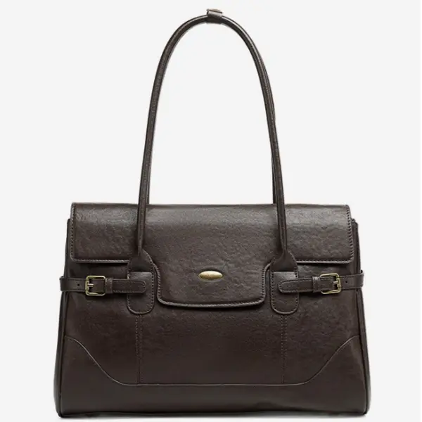China Top Grain Leather Large Capacity Tote Bag Genuine Leather Vintage Commuter Handbag Fashion Shoulder Underarm Tote Bag Manufacturers, Factories