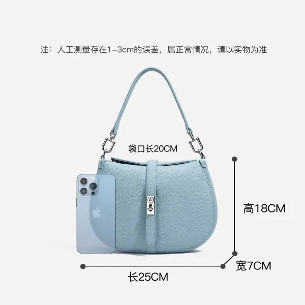 China Custom Logo Hot Sale Durable Waterproof Zipper Stylish Genuine Leather Women's Shoulder Strap Handbag Polyester Lining 1-1.9L Manufacturers, Supplier