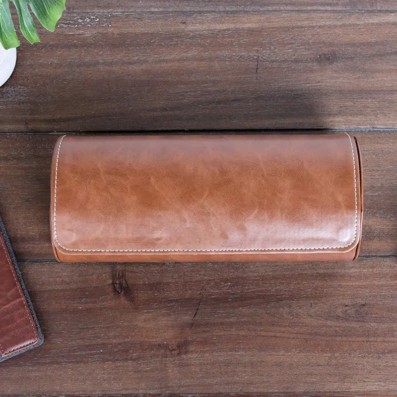 Wholesale Genuine Leather Portable Watch Box Watch Roll-up Travel Box for 3 Watches Suppliers, Supplier