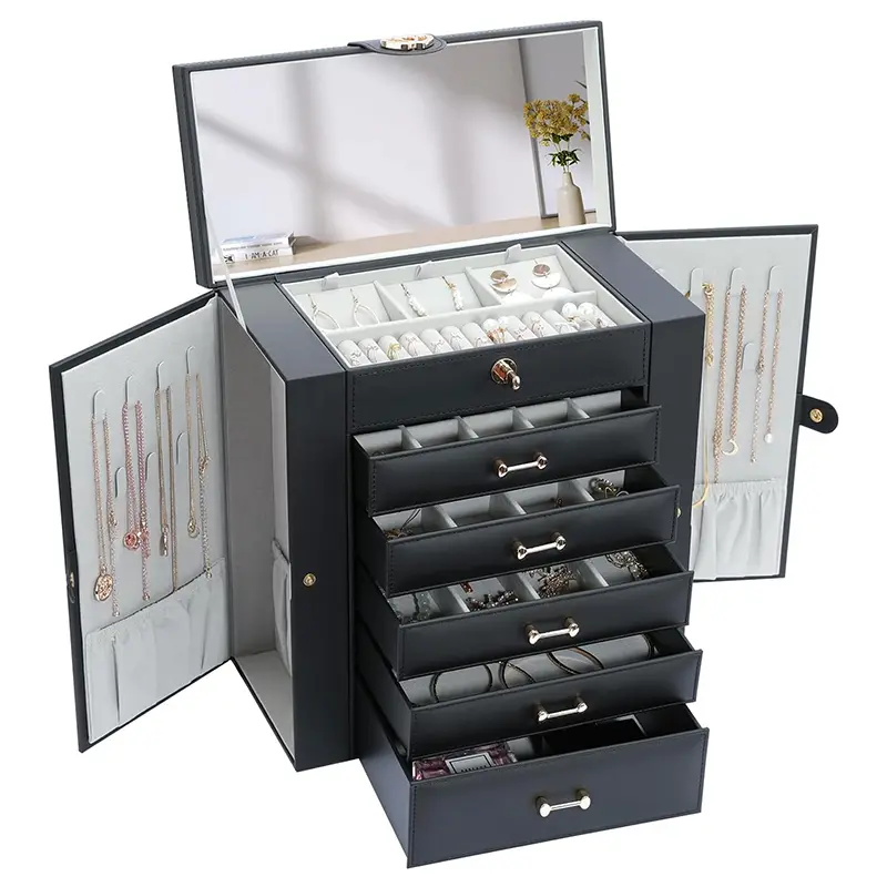 Wholesale Large Jewelry Storage Box 6 Layers Jewelry Box with Handles Women's Jewelry Case Manufacturers, Suppliers