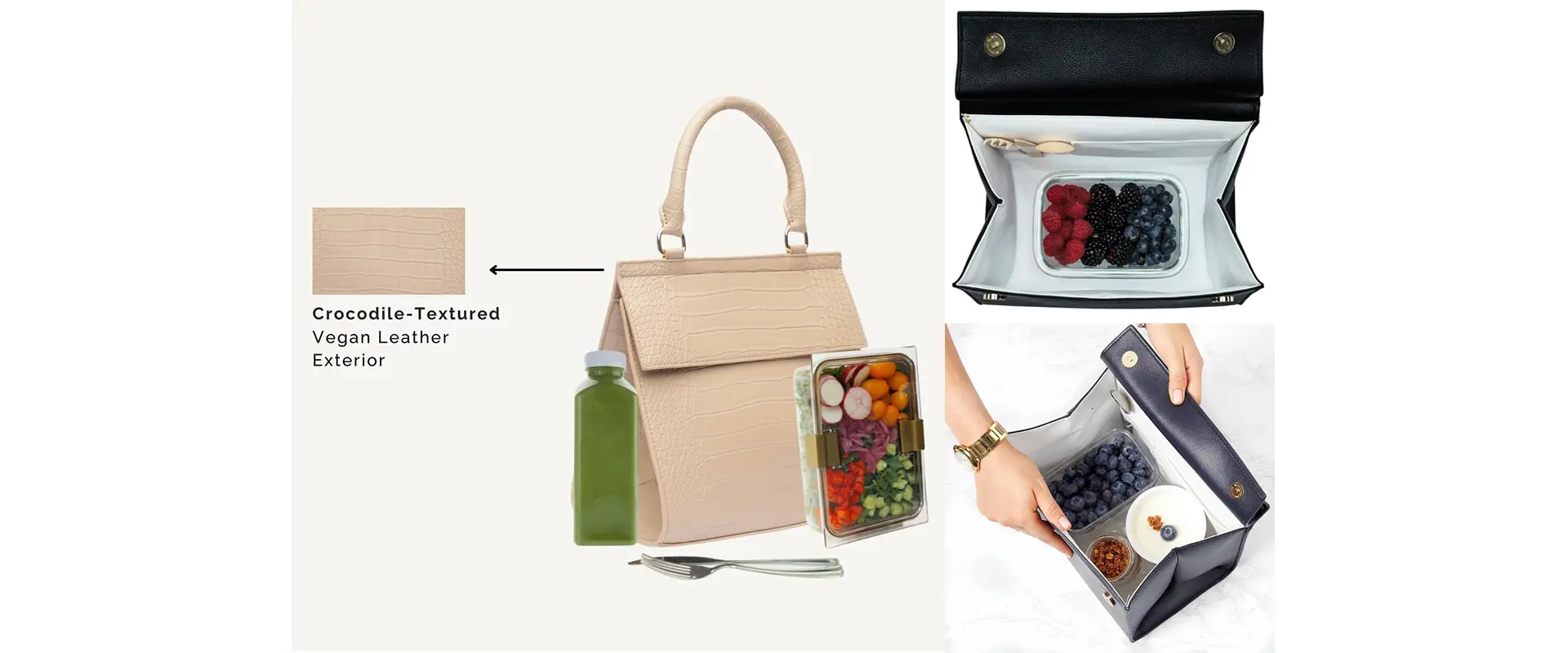 Insulated Vegan Leather Lunch Bag Design