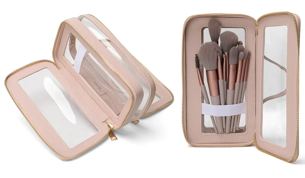 Sleek and stylish makeup bag look