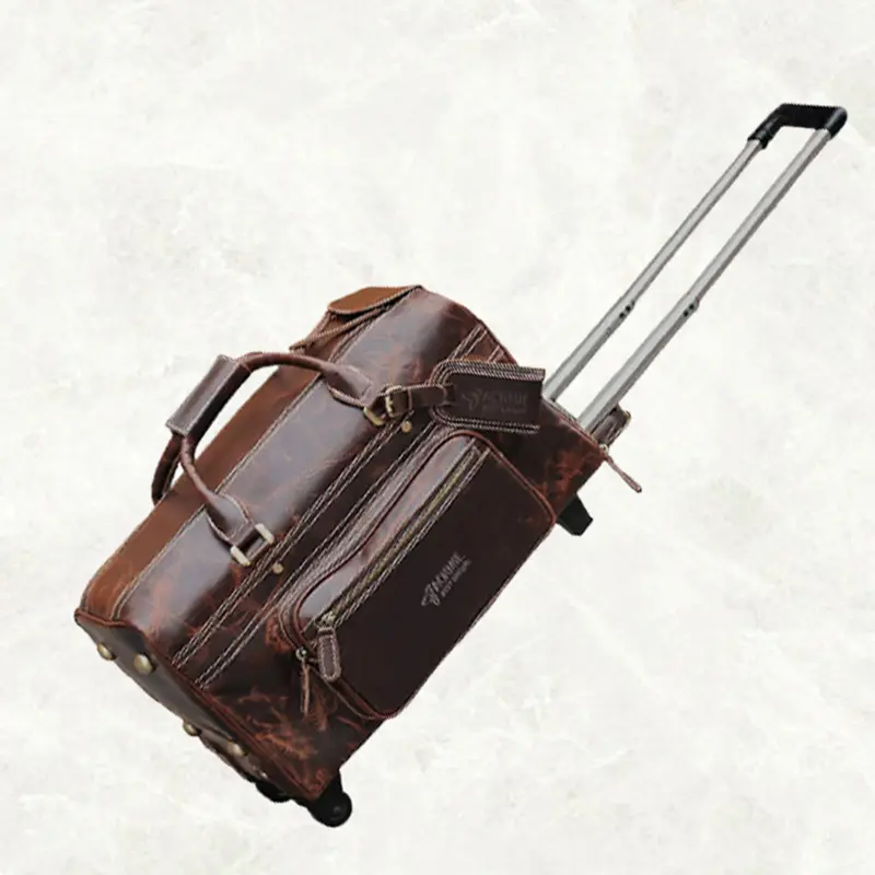 China Large Capacity Genuine Leather Trolley Duffel Bag Manufacturers, Suppliers
