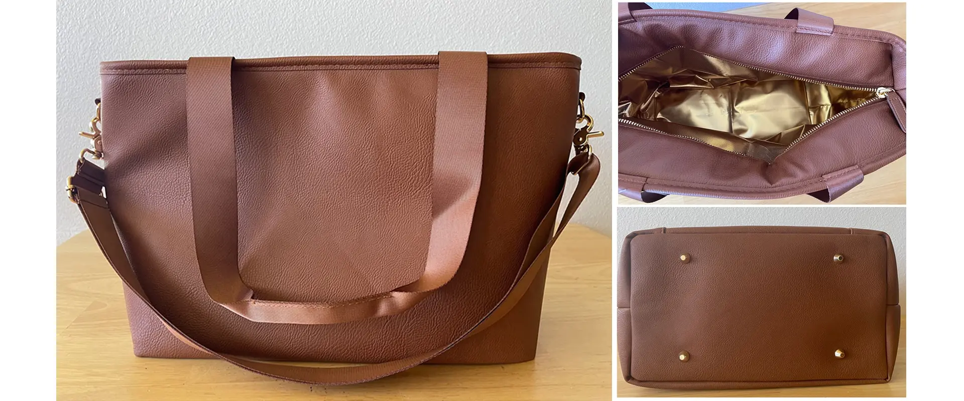 Premium Luxe Leather Insulated Cooler Bag Front View