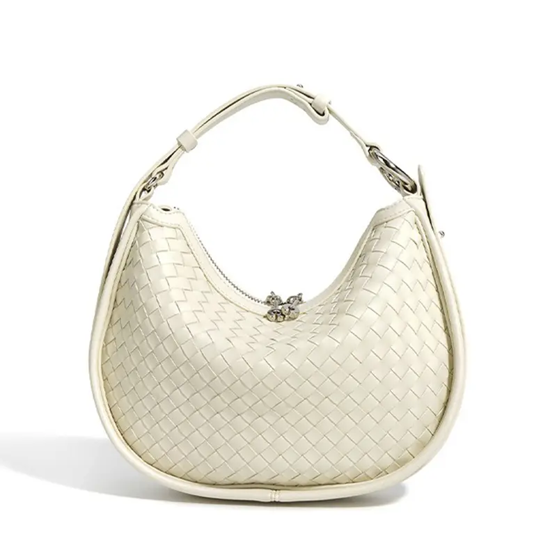 Wholesale Cowhide Braided Tote Bag Genuine Leather Crescent Bag Underarm Manufacturers, Factories