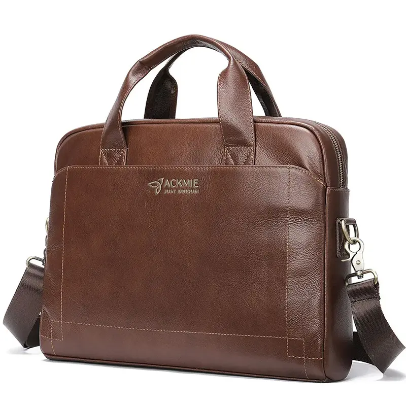 Wholesale Men's Leather Laptop Bag Head Layer Leather Briefcase Manufacturers, Factory